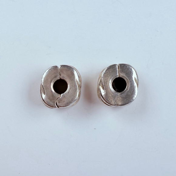 Pandora Pair 2 Braided Clip Sterling Silver 925 Charms Retired ALE - Picture 6 of 7